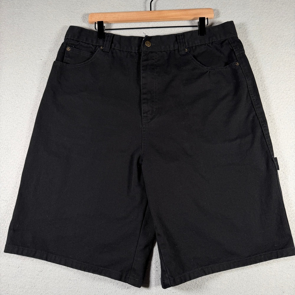Renegade Mens Black Cotton Canvas Carpenter‎ Utility Shorts Hammer Loop Size 38